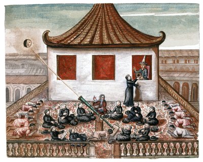 Zaćmienie słońca w Syjamie, ok. 1700 r. (akwarela) autorstwa French School