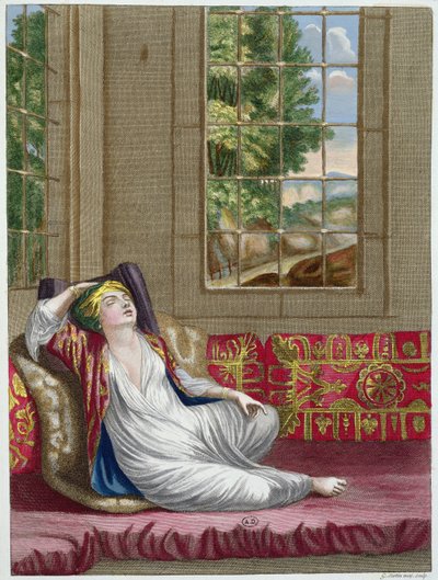 Turczynka, z Recueil dEstampes sur les Costumes du Levant, rycina Gerard Jean Baptiste Scotin (1671-1716) 1707-08 autorstwa French School
