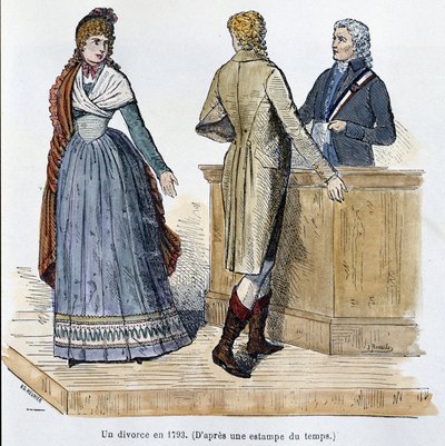 Rozwód w 1793 r. - w „Paryżu przez wieki” Kenouillac autorstwa French School
