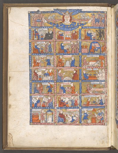 Całostronicowa miniatura sztuki i nauki z Li Livres dou Tresor autorstwa Brunetto Latini autorstwa French School