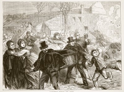 Pogrzeb podczas oblężenia, marzec 1871, ilustracja z Cassells History of the War between France and Germany, 1870-1871 autorstwa French School