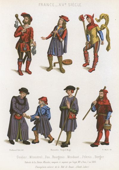 Strażnik więzienny, minstrel, głupiec, burżuazja, żebrak, pielgrzym i pasterz autorstwa French School
