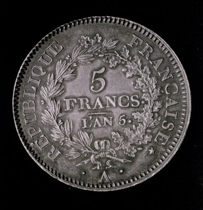 Funt dwudziestu soli, odpowiednik pierwszego franka Pierwszej Republiki (awers) (metal) autorstwa French School