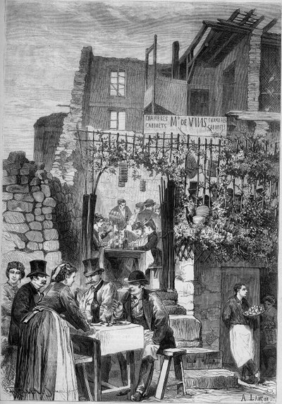 Restauracja w ruinach zamku Saint Cloud podczas karnawału autorstwa French School