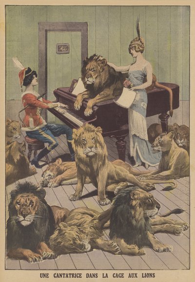 Piosenkarka w jaskini lwów w Niemczech (kolor lito) autorstwa French School