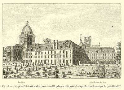 Opactwo Sainte-Genevieve, południowe wybrzeże, zdobyte w 1790 r., obecnie częściowo zajmowane przez liceum Henryka IV autorstwa French School
