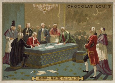 Zniesienie przywilejów przez Narodowe Zgromadzenie Ustawodawcze, rewolucja francuska, 4 sierpnia 1789 r autorstwa French School