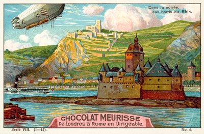 Nad brzegami Renu wieczorem (chromolitho) autorstwa French School