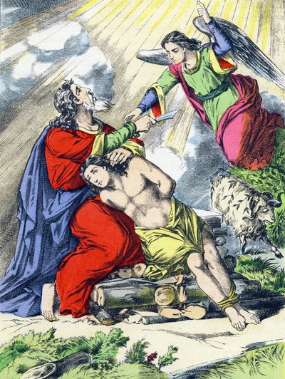 Ofiara Abrahama. Grawer „Główne fakty świętej historii”. Epinal Imaging, seria 4. Pellerin i Cie, drukarz-wydawca, Epinal. Koniec XIX wieku. Wymiary: 5,5x3,5cm autorstwa French School