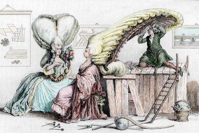 Akademia Fryzjerstwa, Rue de Coiffure, ilustracja z "Histoire Musee de la Republique Francaise" autorstwa Challamela autorstwa French School