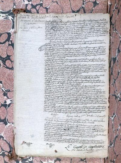 Relacja z konfrontacji między hrabiną de la Motte a Cagliostro podczas procesu dotyczącego naszyjnika Queens, 24 maja 1786 autorstwa French School