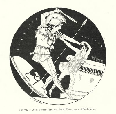 Achilles zabijający Troilusa (lito) autorstwa French School