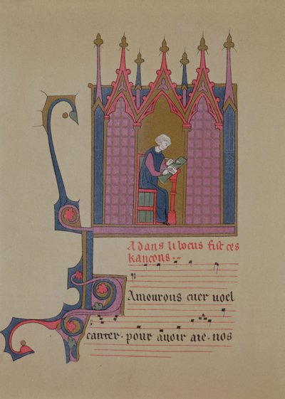 Adam de la Halle (124050-12881306), faksymile rękopisu z XV w., XIX w. autorstwa French School