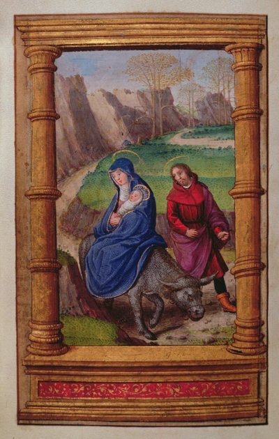 Dodaj 35214 f.72v Lot do Egiptu, z Book of Hours, Paryż autorstwa French School