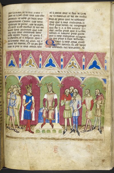 Dodać. MS 12228, f.223, Roman du Roy Meliadus de Leonnoys, c.1352 (pergamin) autorstwa French School