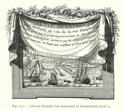 Ilustrowany adres handlarza bibelotami; XVIII wiek (grafika) autorstwa French School