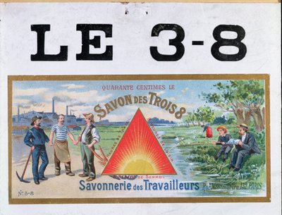 Reklama mydła marki 3x8, koniec XIX wieku autorstwa French School