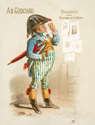 Reklama odzieży męskiej i dziecięcej Ad Godchau (chromolitho) autorstwa French School