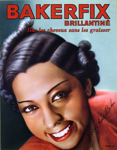 Reklama brylantyny do włosów Bakerfix z udziałem Josephine Baker (1906-75) autorstwa French School
