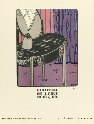 Reklama "Coiffeuse de Laque Noir  Or", wyd. 1921 (nadruk szablonowy) autorstwa French School