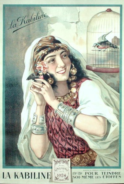 Reklama barwnika do tkanin „La Kabiline” autorstwa French School