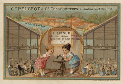 Reklama maszyn do szycia Peugeot autorstwa French School