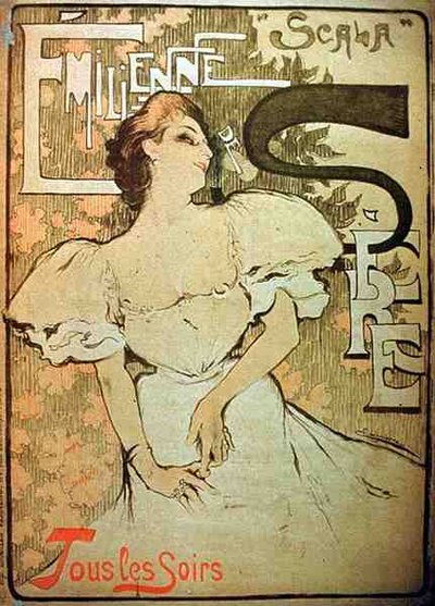 Reklama filmu „Scala” z Emilienne de Sere (kolor lito) autorstwa French School