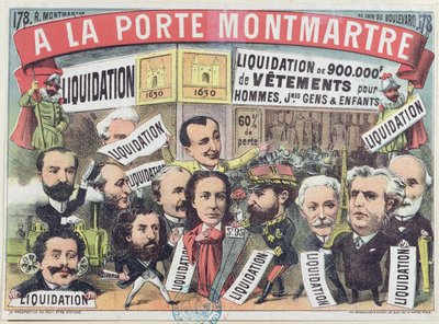 Reklama sprzedaży odzieży w paryskim domu towarowym La Porte Montmartre, ok.1880 autorstwa French School