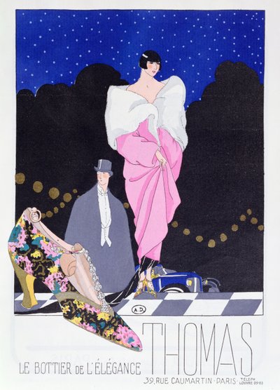 Reklama Bootmaker Thomas z magazynu mody Art-Gout-Beaute, 1924 autorstwa French School