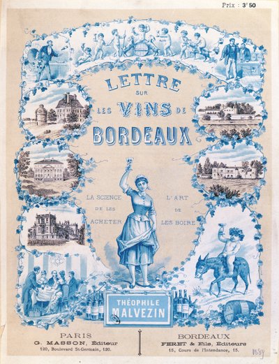 Reklama promująca publikację Lettre sur les Vins de Bordeaux autorstwa Theophile Malvezin, 1889 autorstwa French School