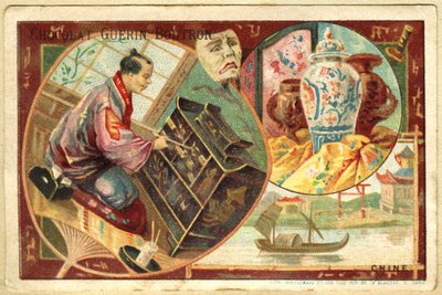 Chromolitografia reklamowa czekoladek Guérin Boutron autorstwa French School