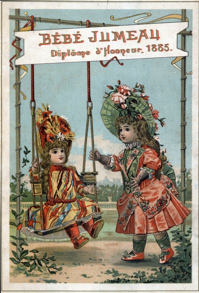 Reklama dla lalek Twin w 1885 roku Twin House. (Pierwsza Manufaktura Świata do produkcji Beaux Bebes). autorstwa French School