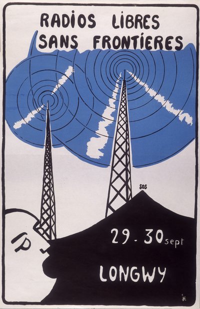 Reklama bezpłatnych stacji radiowych bez granic w Longwy. autorstwa French School
