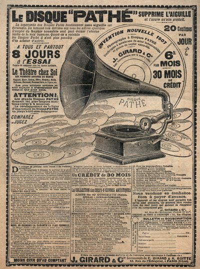 Reklama fonografów „Pate” 1907 - Le disque pathe - autorstwa French School