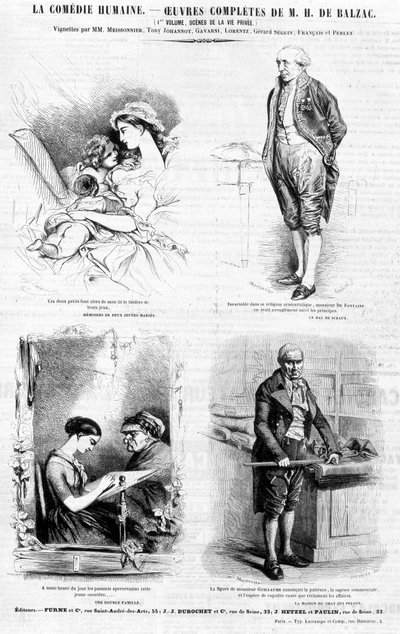 Strona reklamowa dzieł Balzaca - w „Charivari”, lipiec 1842 r. autorstwa French School