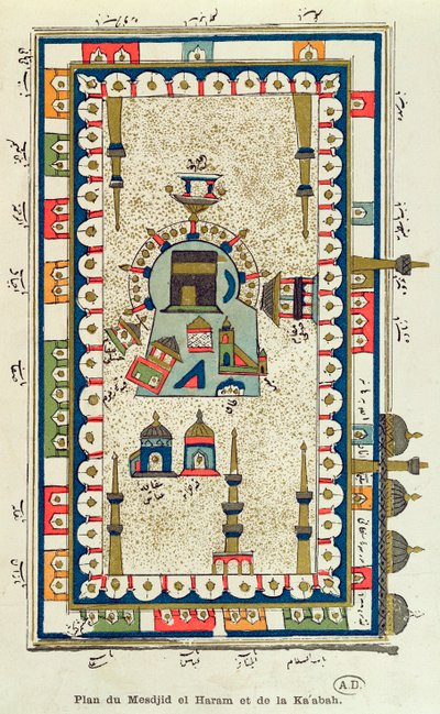 Plan lotniczy Masjid-el-Haram i Kaabah, Mekka autorstwa French School