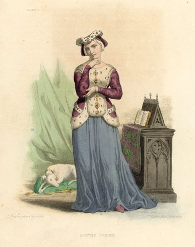 Agnes Sorel (kolorowy grawer) autorstwa French School