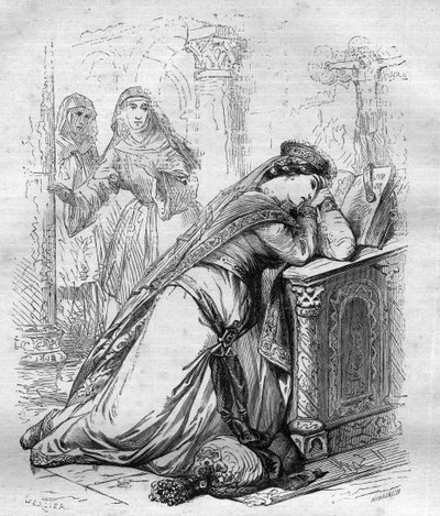 Agnes de Meranie lub Meran (1172-1201), królowa Francji, została wysłana do klasztoru przez króla Filipa Augusta. Grawer w „”Historii papieży (...) Zbrodnie królowej króla i cesarzy na przestrzeni wieków” Maurice Lachatre autorstwa French School