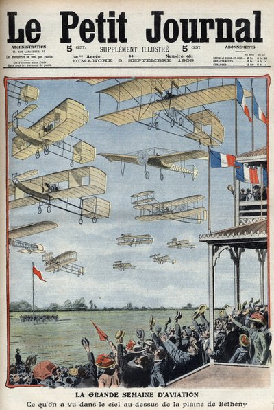 Pokazy lotnicze w Betheny we Francji, ilustracja z francuskiej gazety Le Petit Journal - Meeting d