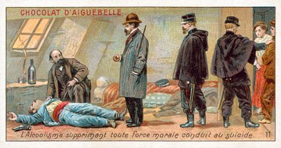 Alkoholizm tłumi wszelkie siły moralne i prowadzi do samobójstwa (chromolitho) autorstwa French School
