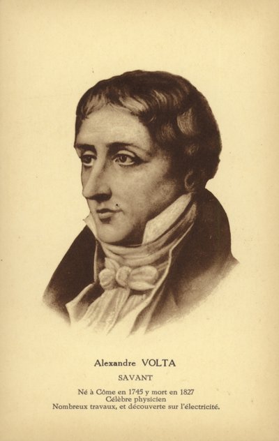Alessandro Volta (1745-1827), włoski fizyk (litografia) autorstwa French School