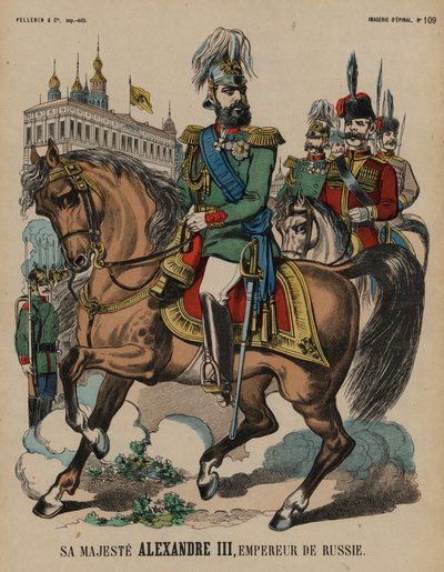 Aleksander III, car Rosji (kolorowy grawerunek) autorstwa French School