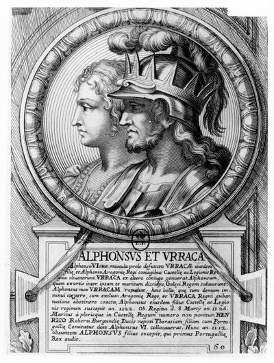 Alfonso I, Wojownik i Urraca (rycina) autorstwa French School