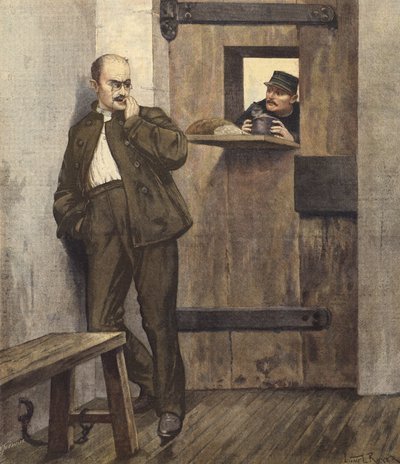Alfred Dreyfus w swojej więziennej celi autorstwa French School
