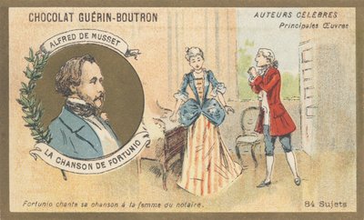 Alfred de Musset (1810-1857), francuski pisarz okresu romantyzmu, autor „Chanson de Fortunio”, poezji (1852) autorstwa French School