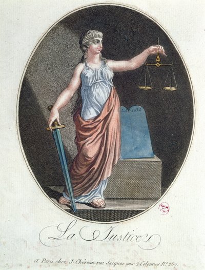 Alegoria Sprawiedliwości, wyd. J. Chereau, Paryż, 1792 autorstwa French School