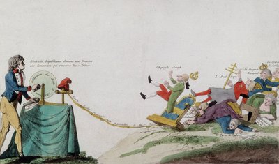 Alegoria Rewolucji Francuskiej usuwająca wszystkie trony koronowanych rabusiów autorstwa French School