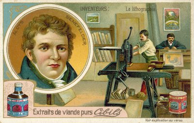 Alois Senefelder, wynalazca litografii autorstwa French School