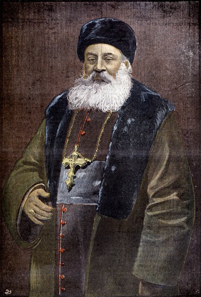 Alphonse Favier (1837-1905), francuski lazarysta, eveque de Pekin, bohater zdobycia siedziby legacji przez bokserów, w 1900 r. (rycina) autorstwa French School
