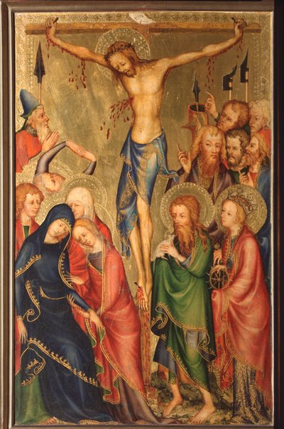 Altarolo del Bargello: ukrzyżowanie - (dyptyk Bargello, ukrzyżowanie) Anonimowe malarstwo szkoły francuskiej XIV w. (szkoła francuska, XIV w.) Florencja, Museo Nazionale del Bargello autorstwa French School